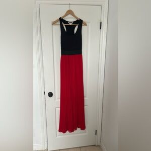 Charming Charlie Black & Red Pleated Maxi Dress
